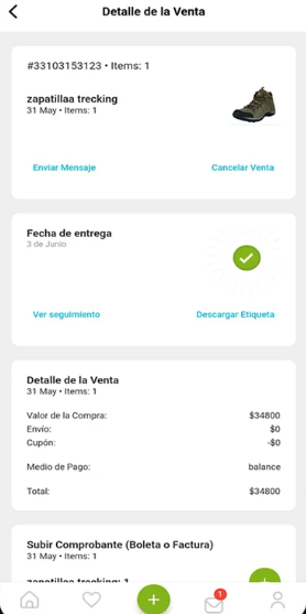 Detalle de una venta en Ropero App